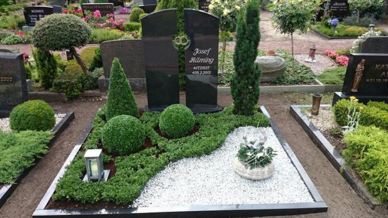 очень красивый цветник с кустарником