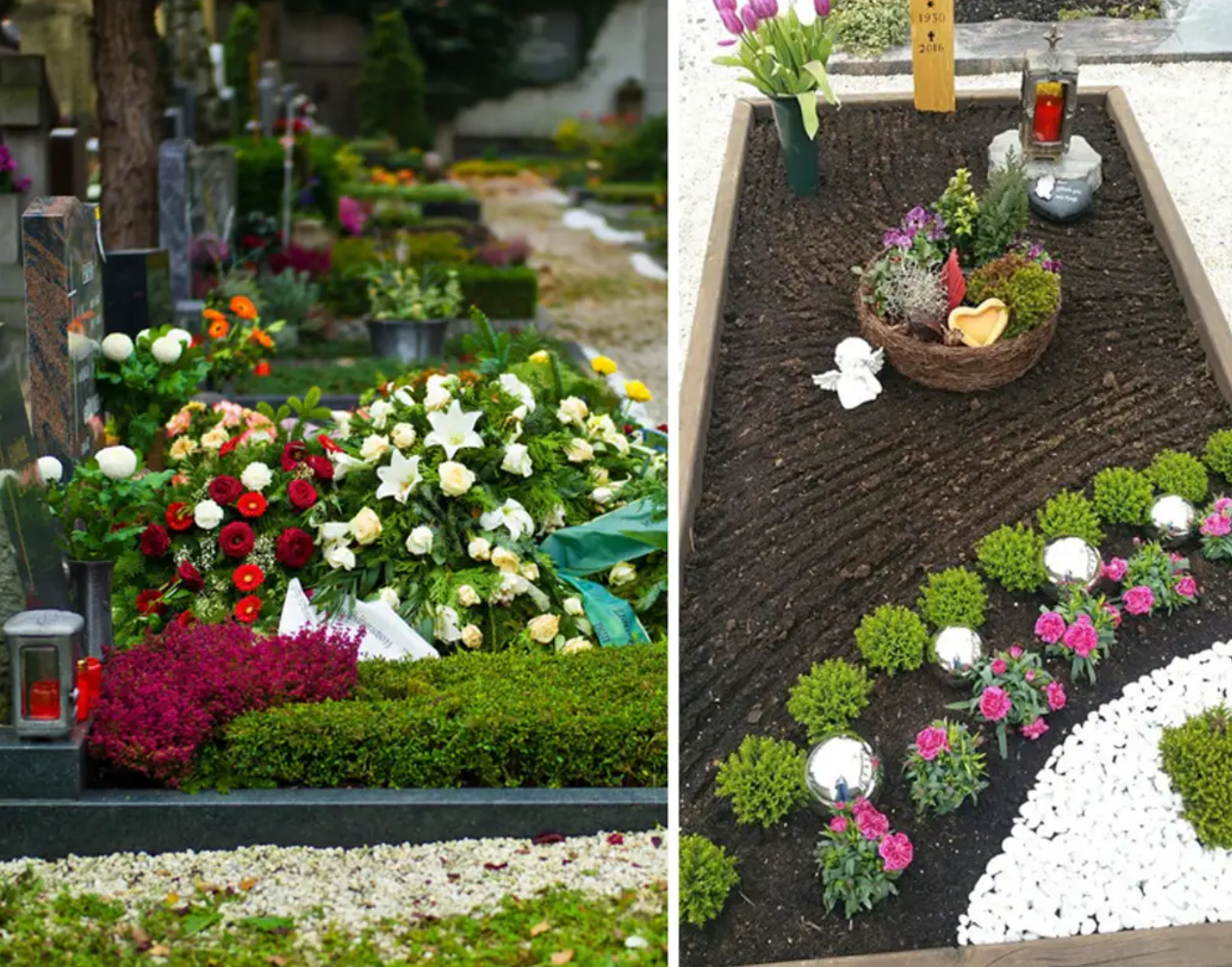 цветник на свежей могиле